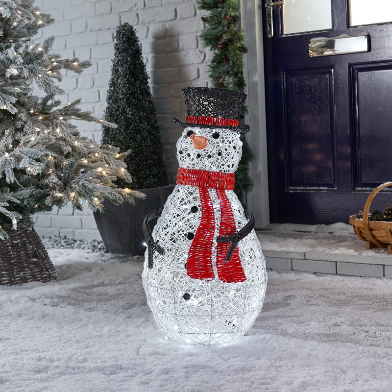 Zipcode Design Battery Operated Outdoor Rattan Snowman Christmas